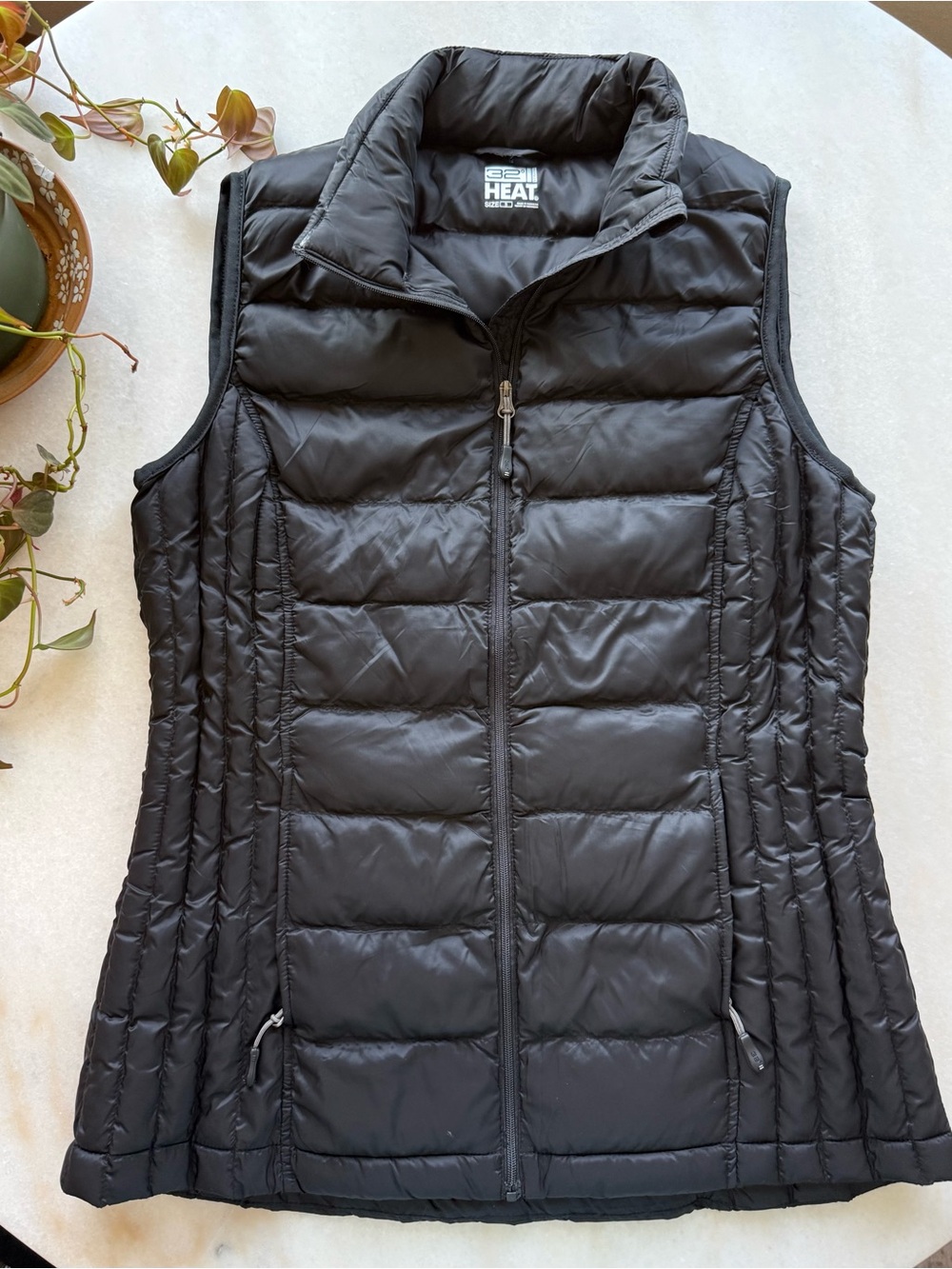 32 degrees Women Black Quilted Packable Puffer Vest